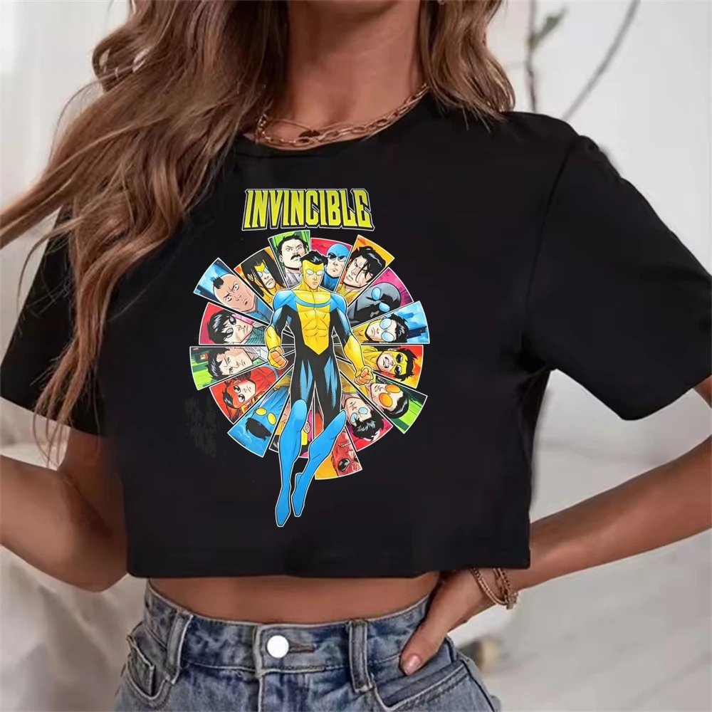 Invincible cropped top women graphic japan manga y2k streetwear shirt japanese manga anime 2000s clearance sales