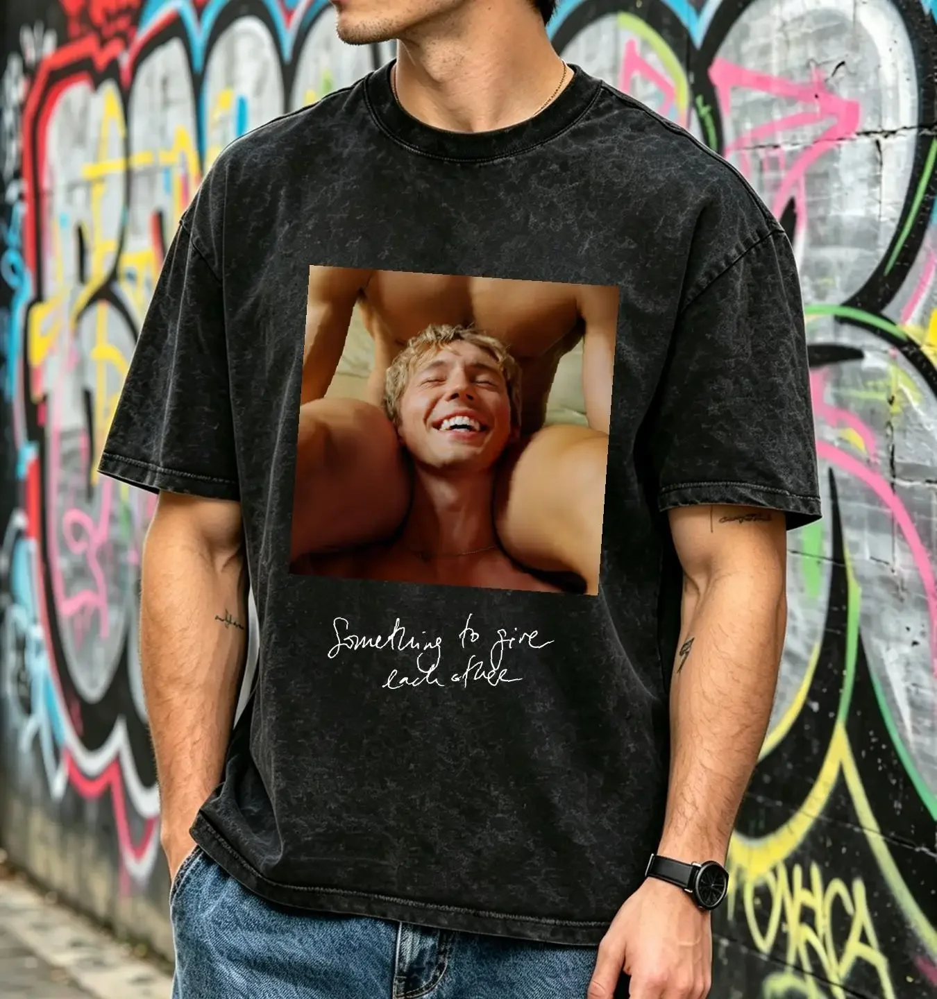 washed T Shirt Troye Sivan Something To Give Each Other Album Cover long or short sleeves vintage Washed Breathable homme