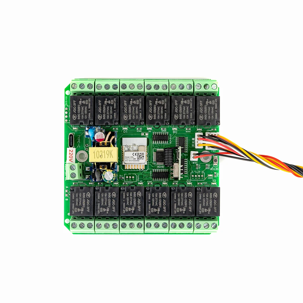 Tuya 12 Way Relay Switch Module DC 7-27V AC 85-250V WiFi/Zigbee Wireless Smart Home Remote Control Switch with RF 433MHZ