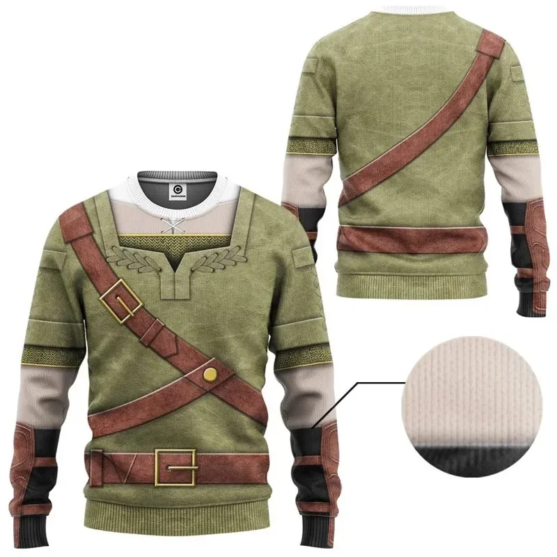 The Zelda hoodie Cosplay Costume Breath of the Wild Link Hooded Sweatershirt Adult Men Halloween Coat Carnival T-shirt Pant Suit