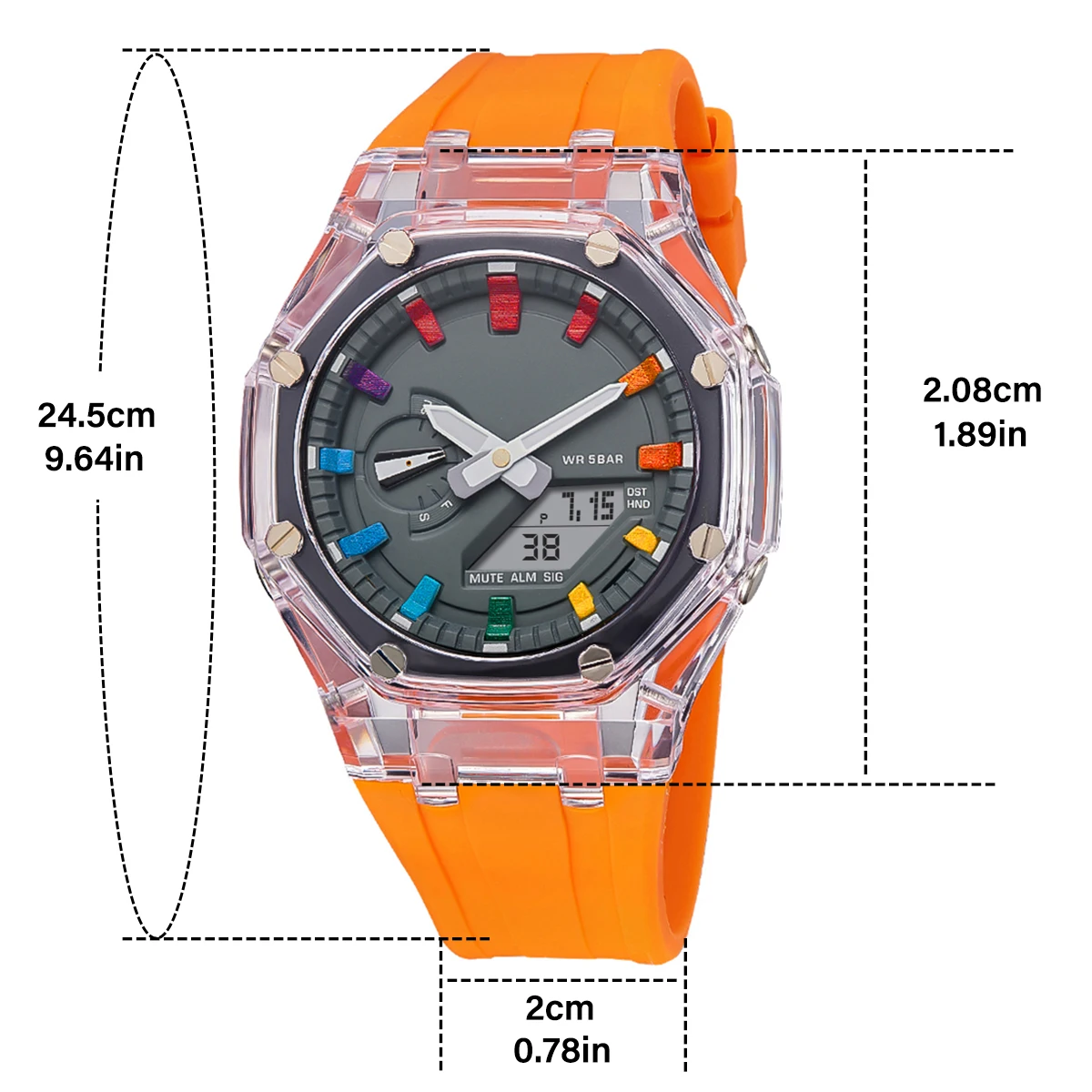 Montre électronique transparente multifonctionnelle pour hommes, montre numérique étanche, document à la mode, nouveau