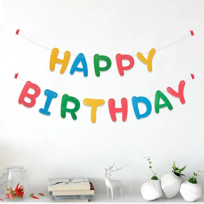 Happy Birthday Sign Colored Personalized Happy Birthday Banner Girl Child Birthday Party Baby Shower Decorations Garland Flags