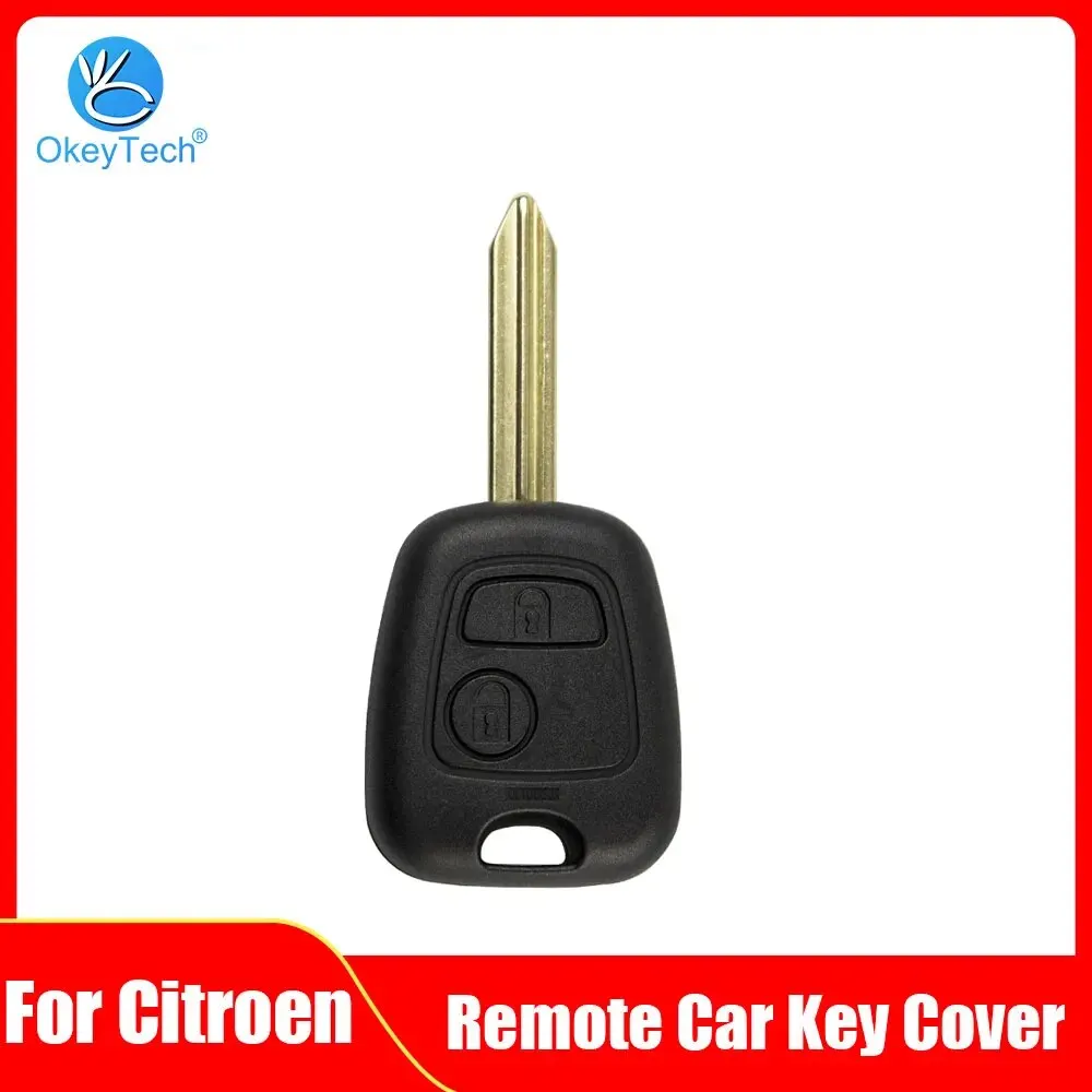 OkeyTech 2 pulsanti chiave a distanza Flip Fob portachiavi per auto per Citroen C1 C2 C3 Saxo /Xsara /Picasso /Berlingo lama non tagliata guscio