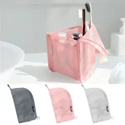 Borsa per pennelli per trucco da viaggio con cerniera pieghevole 1Pc borsa per cosmetici in rete portatile borsa per il trucco da viaggio Organizer per il lavaggio dello spazzolino da denti