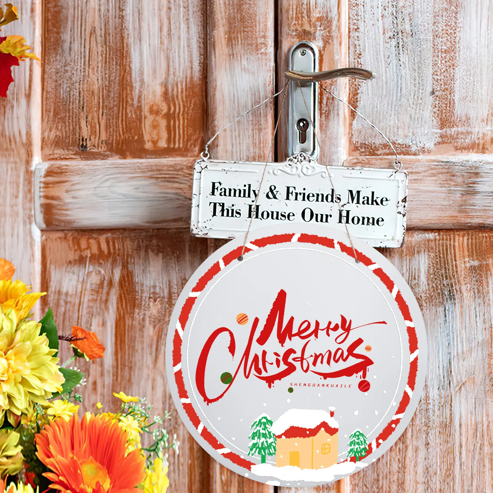 

3pcs Wooden Door Hangers Round Sublimation Blanks Circle Plaque Signs Craft Decor Holiday Cutout Slice Drilled