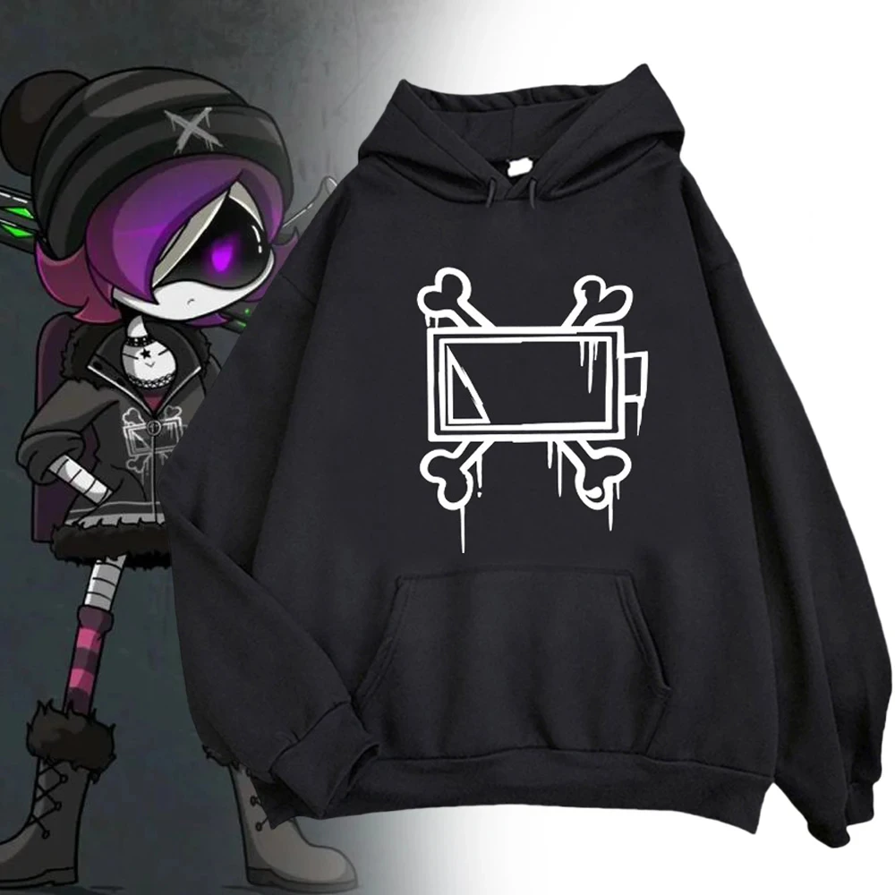 Game Murder Drones Uzi Doorman Cosplay Hoodie Costume Unisex Bone Print Sweatshirt Casual Long Sleeve Hoodies Black Clothes