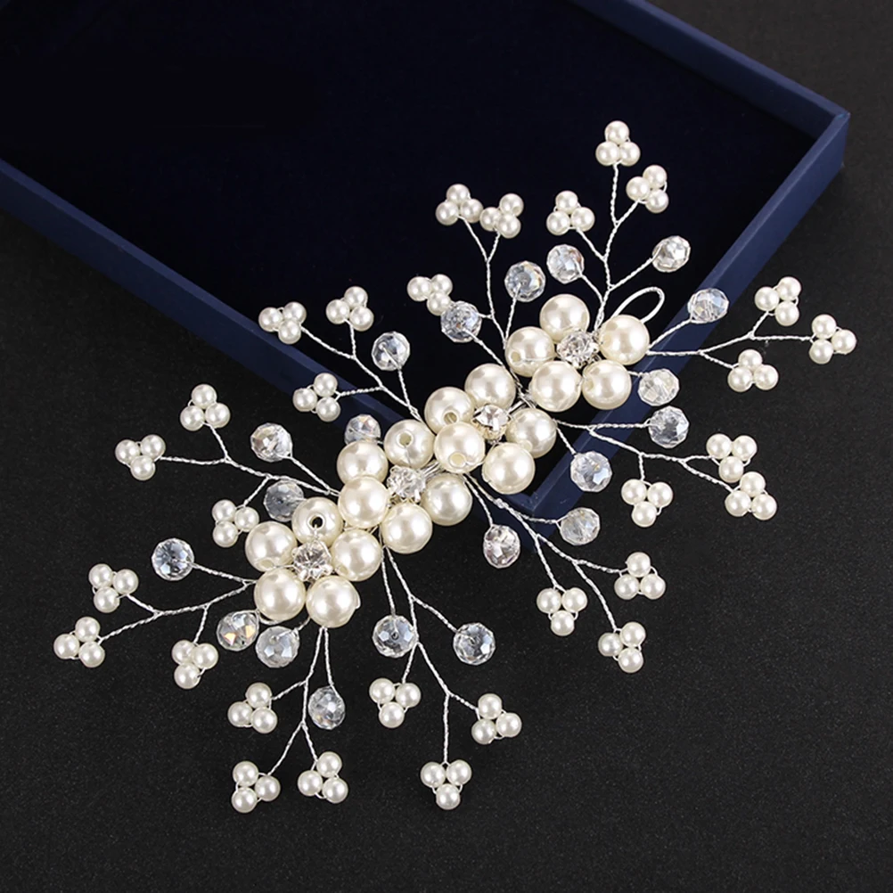 

Pearl Crystal Headdress Wedding Hair Comb Bridal Accessories Prom Styling Pearls Rhinestone Exquisite Design Alternative