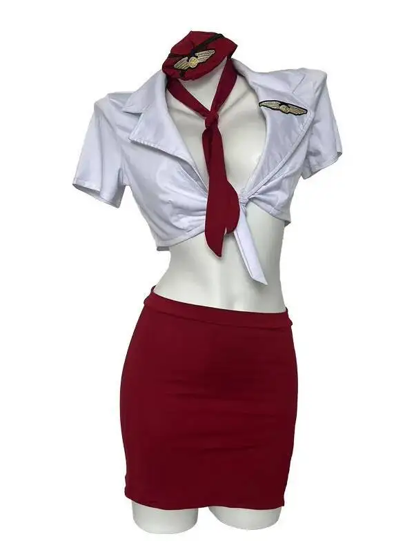 Seksowny, uwodzicielski strój stewardesy z wycięciami, sukienka bodycon do obsługi prywatnej, elegancka, modna, damska, urocza sukienka typu T-shirt TG9Z