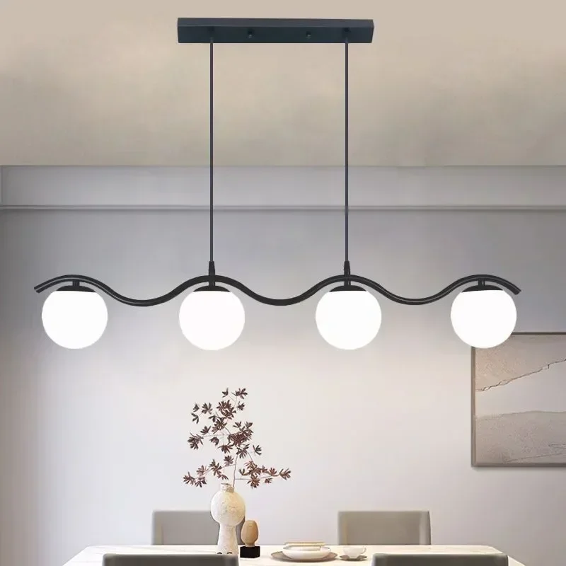 

Скандинавские длинные подвесные светильники для столовой, стеклянные плафоны, золото/черный цвет, для гостиной, центрального стола, кухни, люстра, декор для дома