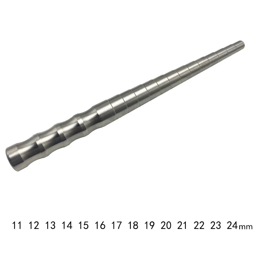 Stepped Ring Sizing Mandrel – Stainless Steel Jewelry Ring Resizing & Reshaping Tool, 11–24 mm Diameter Steps, 280 mm Length