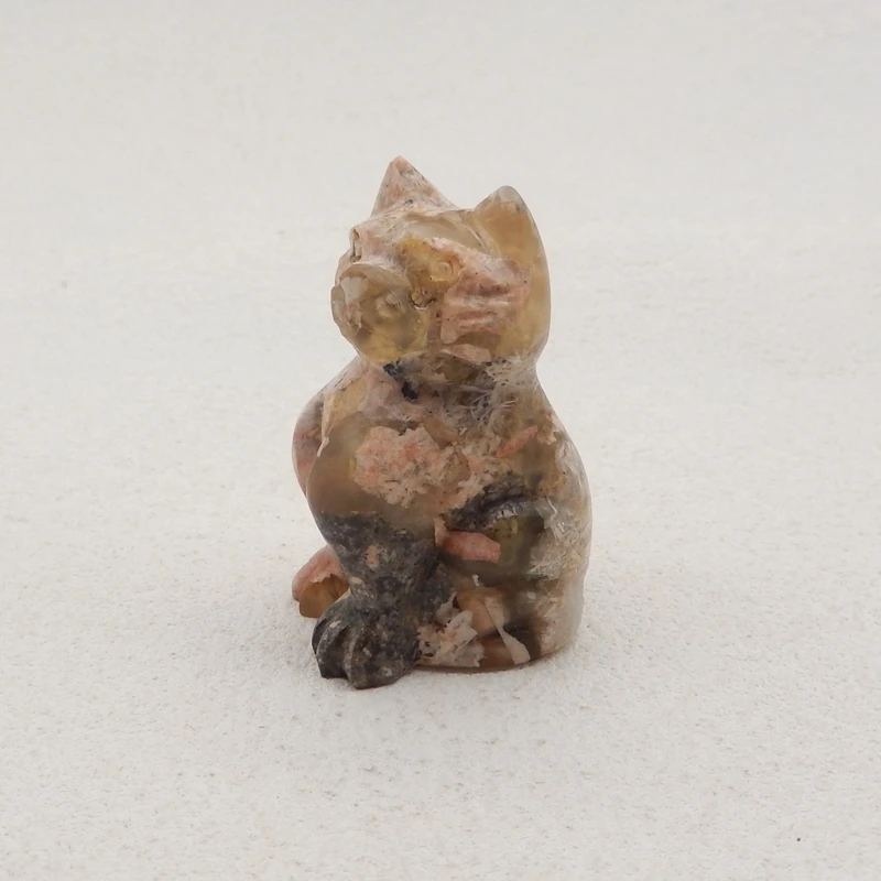 

Lucky Cat Ornament Natural Stone Celestobarite Cute Cat For Decoration Gemstones Jewelry Pendant Free Drilling 41x26x19mm 35g