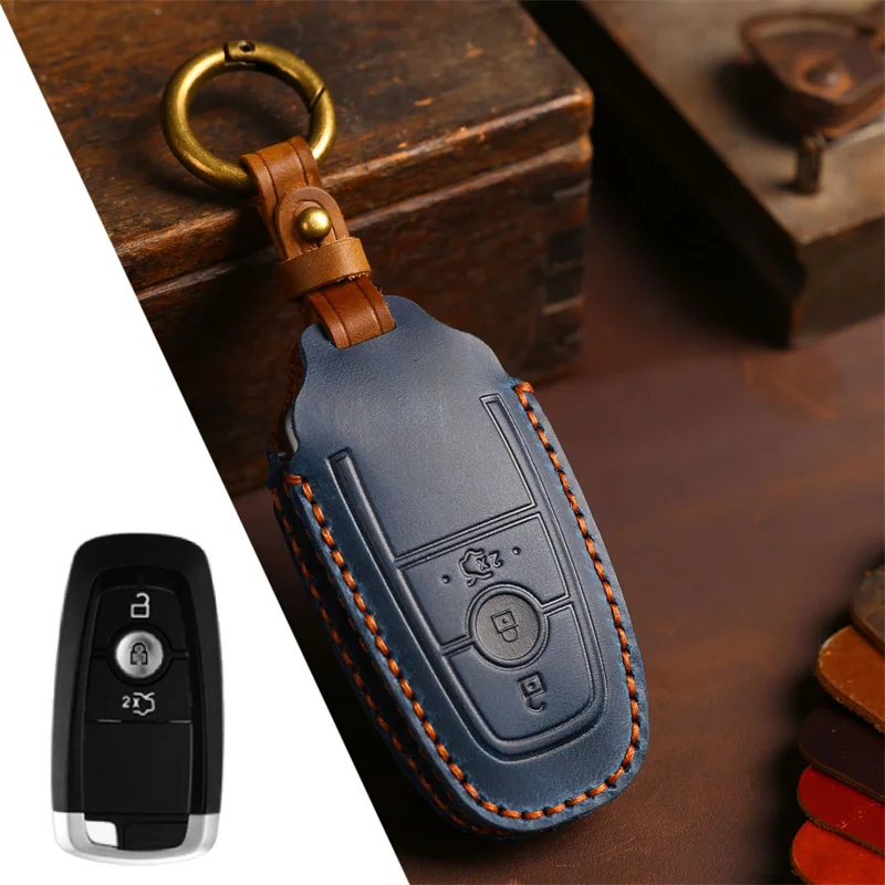 Leather Car Key Case Cover for Ford Mondeo Focus Escort Edge Escape Fiesta for Lincoln Aviator Accessories