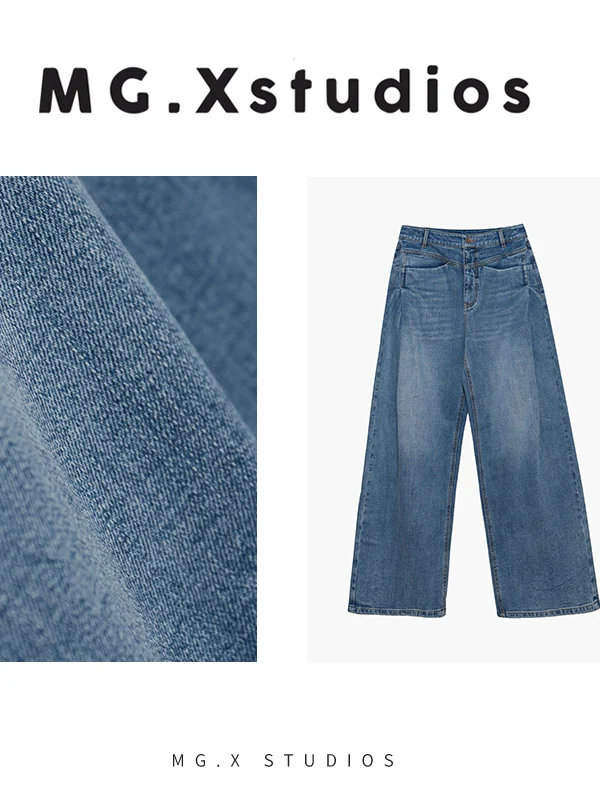 

MGX Vintage Wide Leg Denim Jeans Women's Casual Versatile Fashionable Spring High Waist Cotton Straight Cut Pants