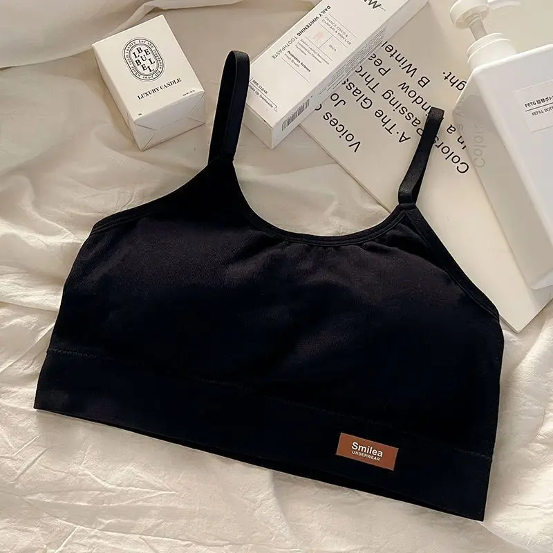 Teen Girls Sports Bra Shock Absorption Beautiful Backless Small Strap Anti-Bulge Seamless Fixed Breast Pad Student No Wire Bra