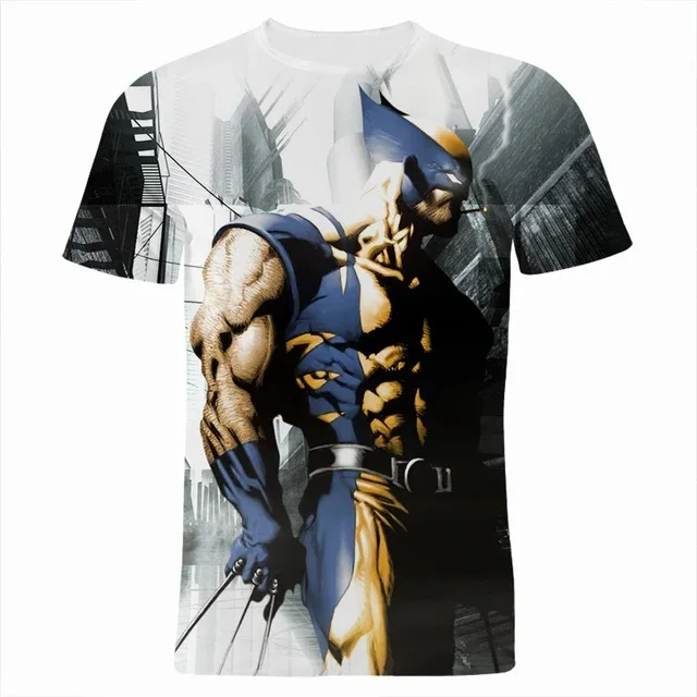 Wolverine Men's T-shirt Marvel Men's Wear 3D Comic Print Short-sleeved Summer T-shirt Oversized Men's T-shirt New Men's Clothing