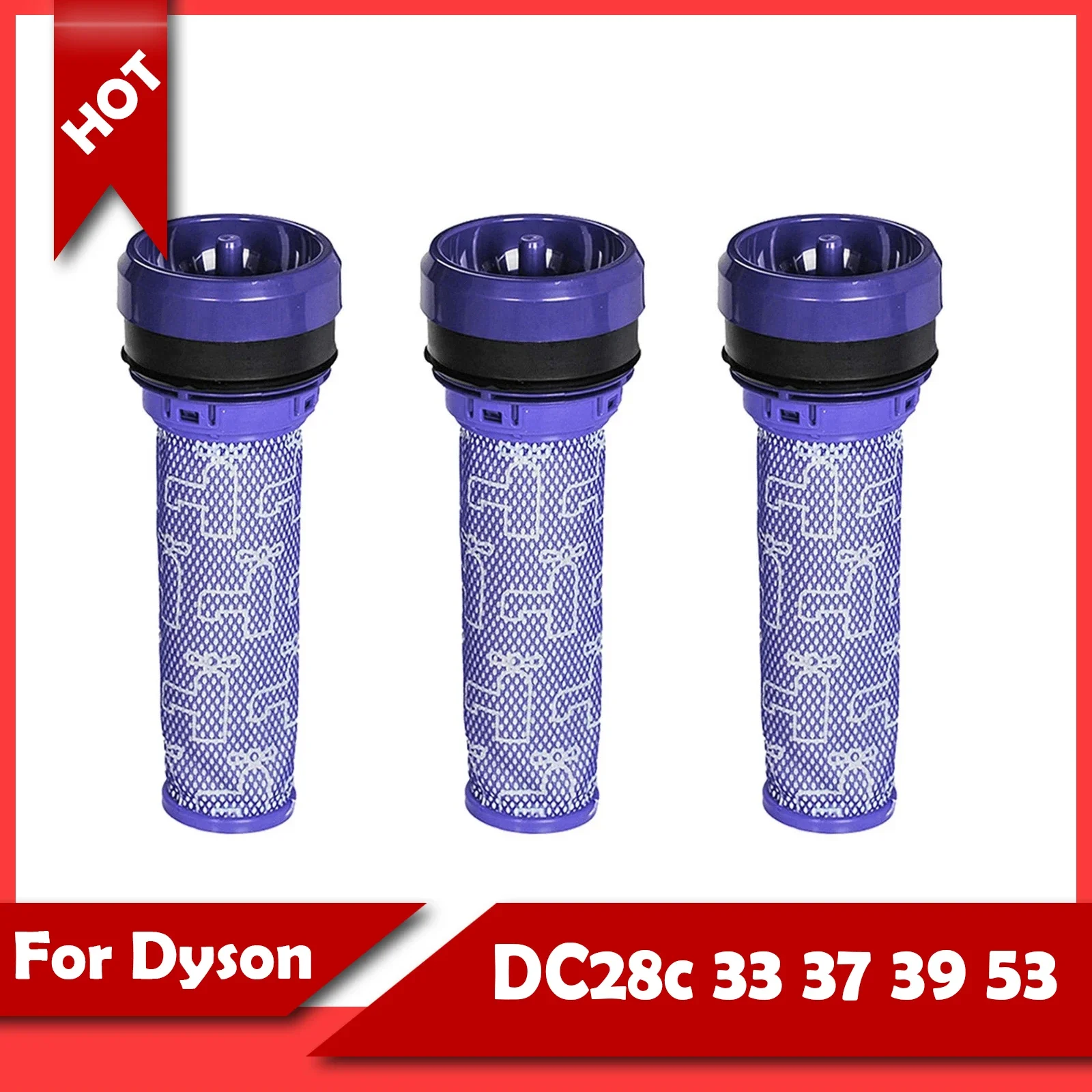 

3 pcs For Dyson Replaces Filter DC28c DC33 DC37 DC39 DC53 Vacuum Cleaner Front-facing Filter Part