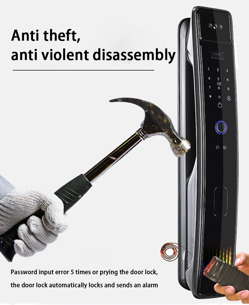 Fully Automatic WIFI APP 3D Face Recognition Smart Lock Fingerprint Biometric Card Key Digital Lock Home Smart Lock