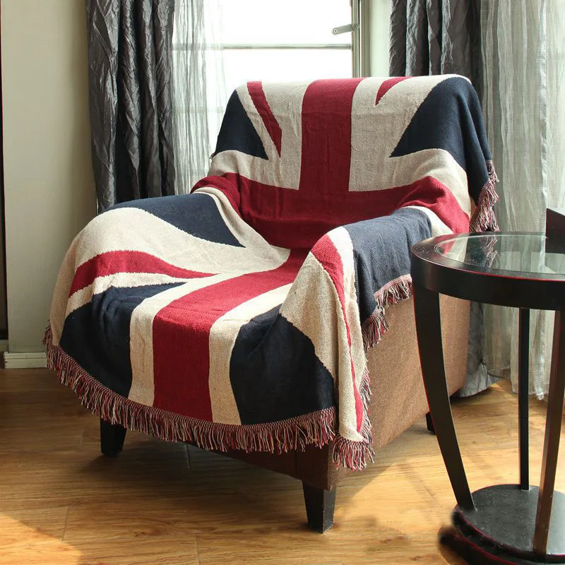 US,UK Flag Cotton Throw Blanket,Soft Sofa Throws,Reversible Bedspread,tablecloth,Piano Cover & Home Decor, Camping, Office