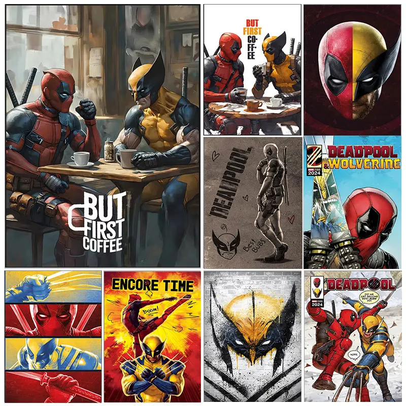 Marvel Diamond Painting Deadpool And Wolverine Mosaic Diamond Embroidery 5D DIY Superhero Sets Home Decor Decorative Paintings