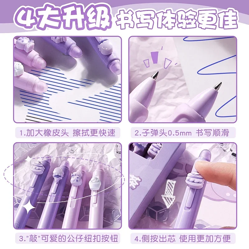 20/4 قطعة الإبداعية الجمالية الحرارية ممحاة القلم 0.5 مللي متر الكرتون لطيف قابل للمسح هلام القلم أسود أزرق الحبر اللوازم المدرسية القرطاسية #5