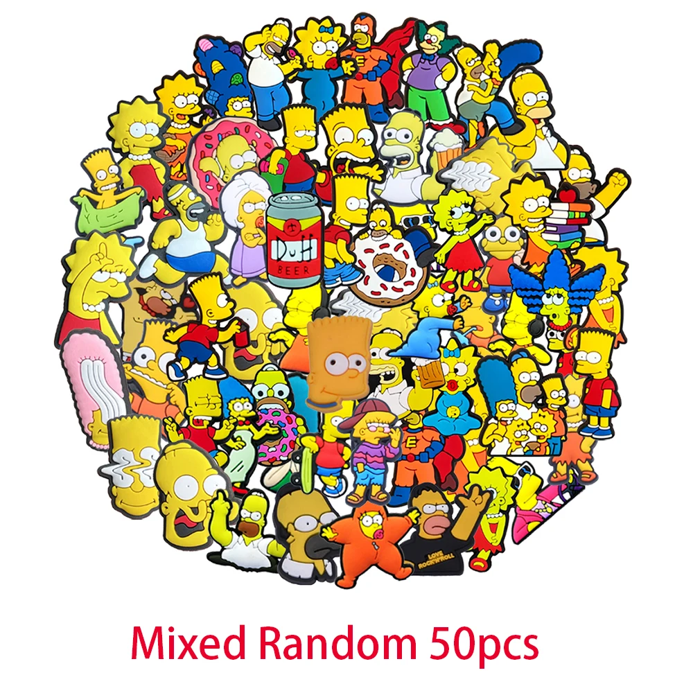 Bestseller Cartoon Wacky Simpson Anime-Serie PVC-Schuhzubehör DIY Abnehmbare Wasserdichte Kreative Lustige Geschenke – Detail 16