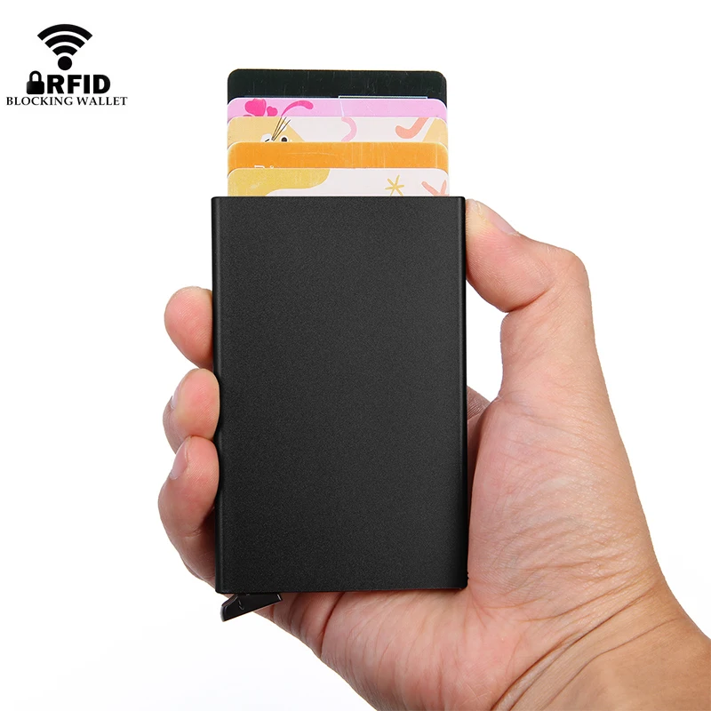 Rfid Credit Card Holder Aluminium Metal Mini Slim Minimalist Wallets Women Men Business Bank Cardholder Case Carteira Masculina