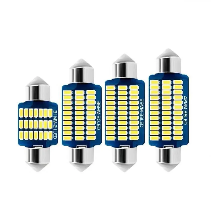 

Car LED Dome Light 3014 31mm 36mm 39mm 41mm Festoon Interior Reading Lamp Double Pointed Roof Light White 12V Auto Bulb