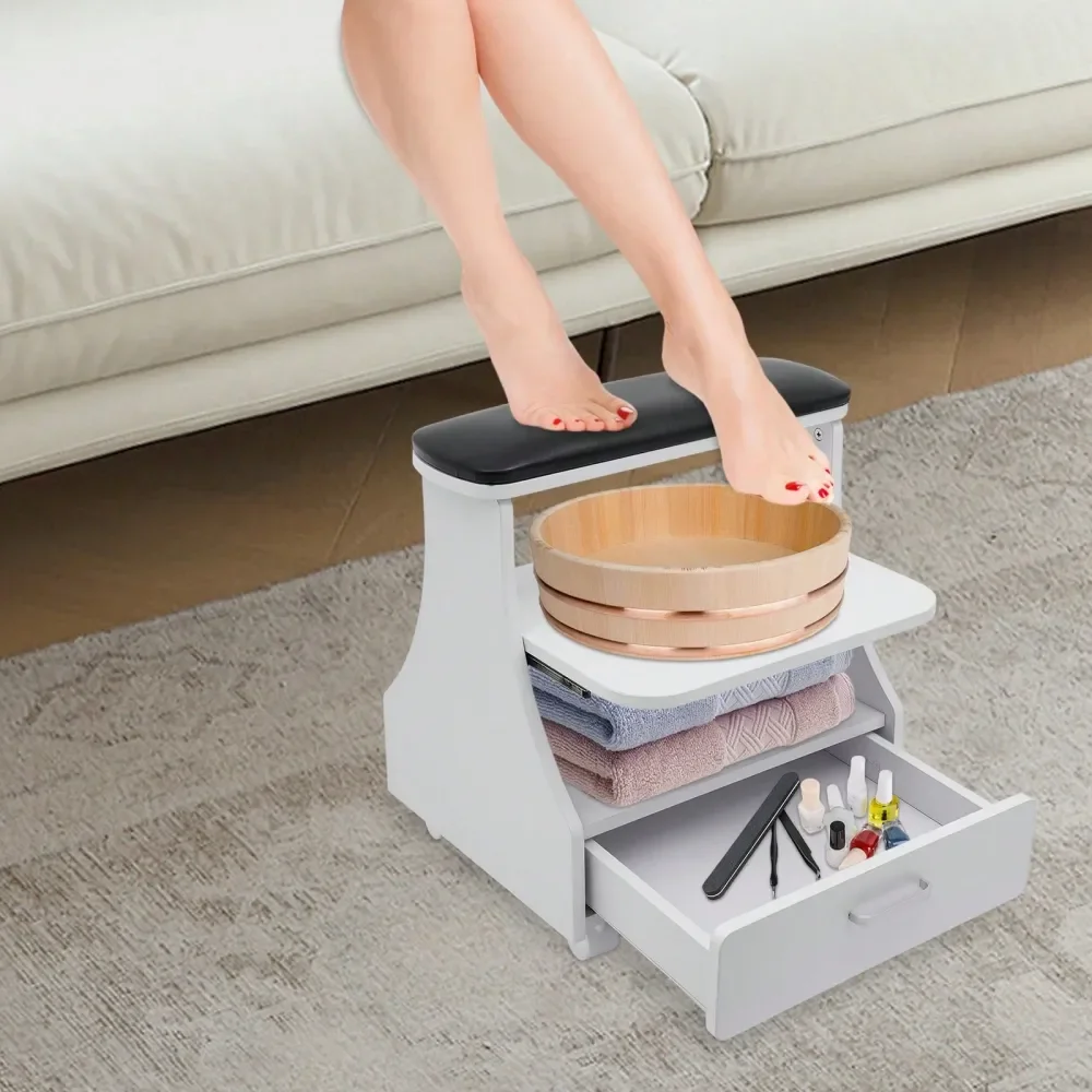 Black Portable Esthetician Trolley Cart, 20.47x16.14x21.65inches Salon Nail Foot Trolley Cart, 10.23lbs Manicure Pedicure Cart