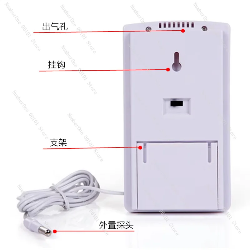 TA318 Electronic Thermohygrometer, Large Screen Indoor Outdoor Use, with Probe for Reptile Pet Greenhouse, Intelligent Sensor
