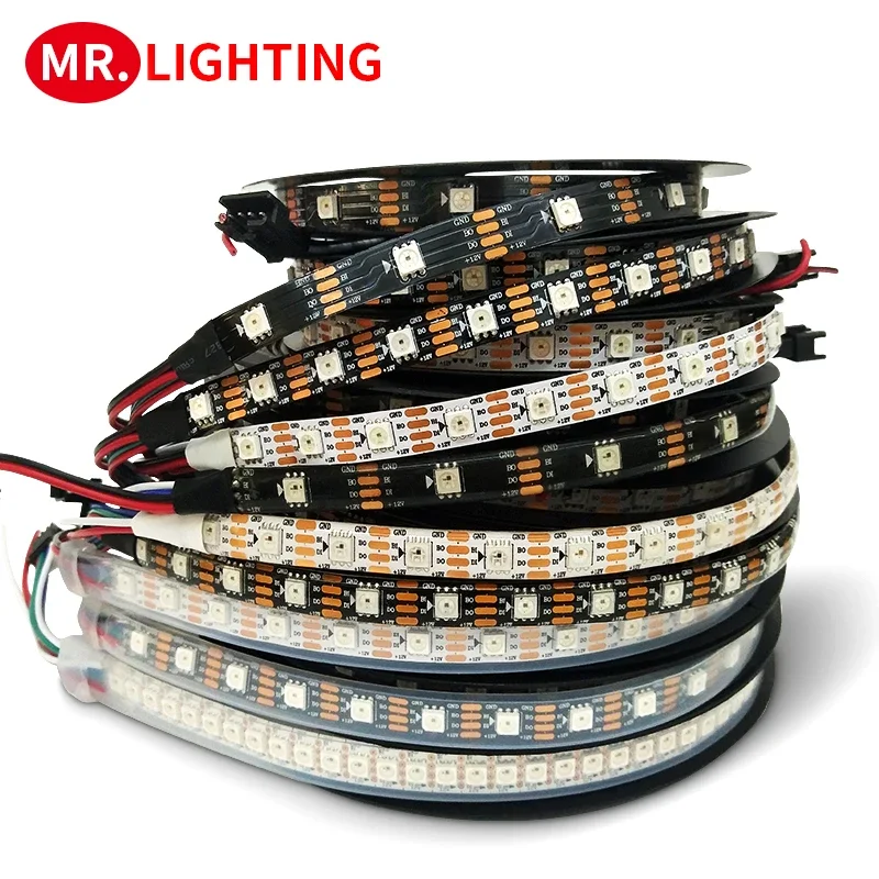 WS2815 (WS2812B WS2813 diperbarui) RGB LED pixel Strip cahaya SPI secara individual disesuaikan LED Dual-sinyal 30/60/74/96/144 Leds/m