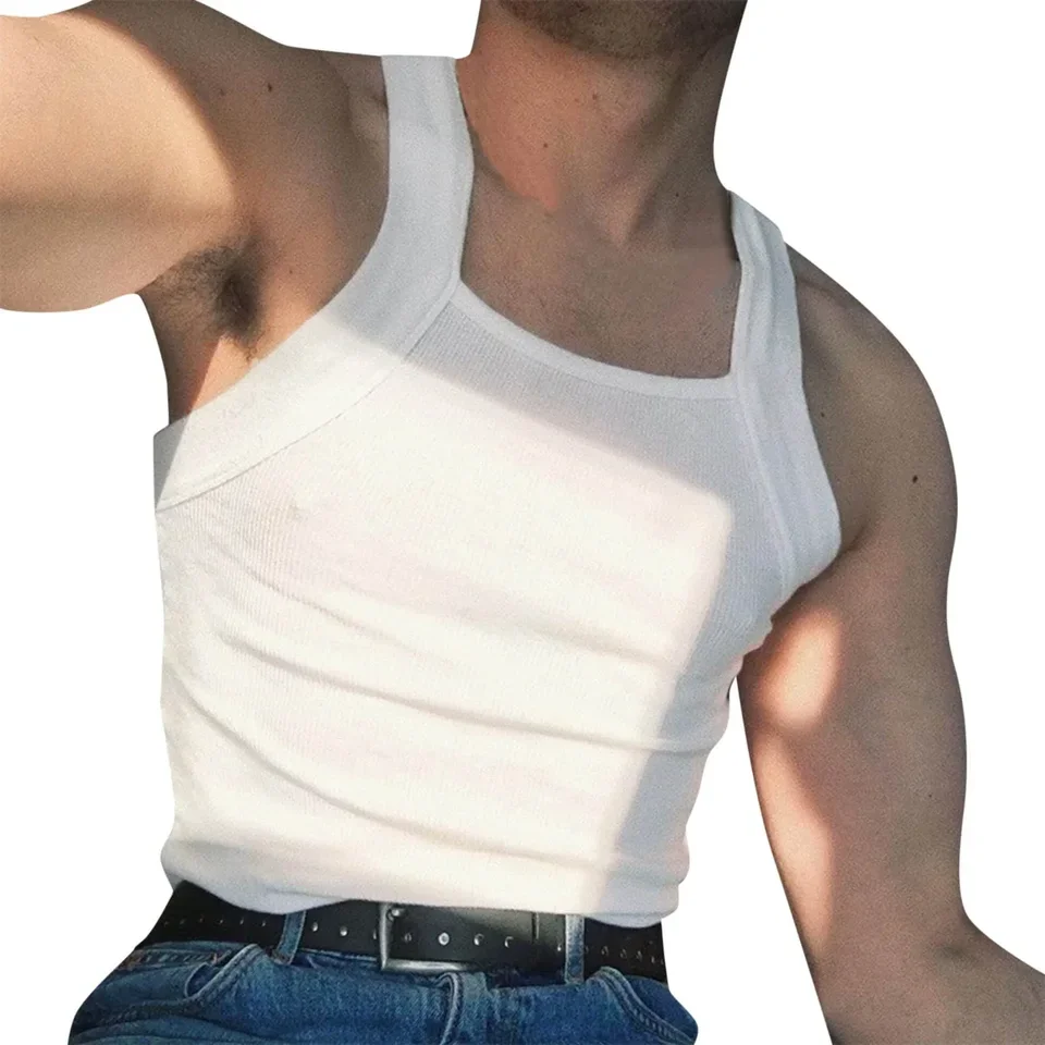 Summer Men's New Solid Color Fashion Sleeveless Shapewear Europe and America Men Sexy Tight Elastic