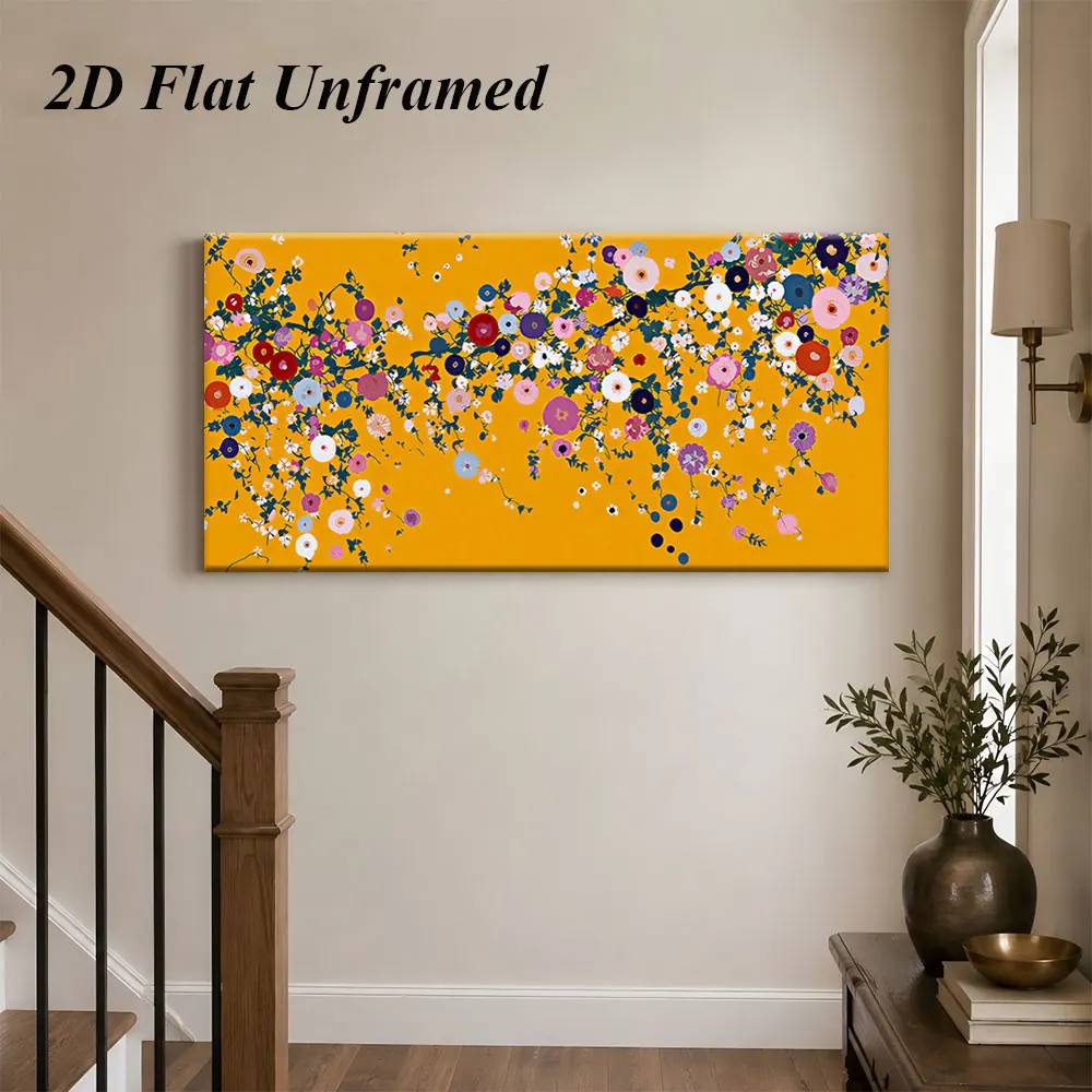 1 modern abstract flower frameless decorative painting, simple wall decoration, 2D plan