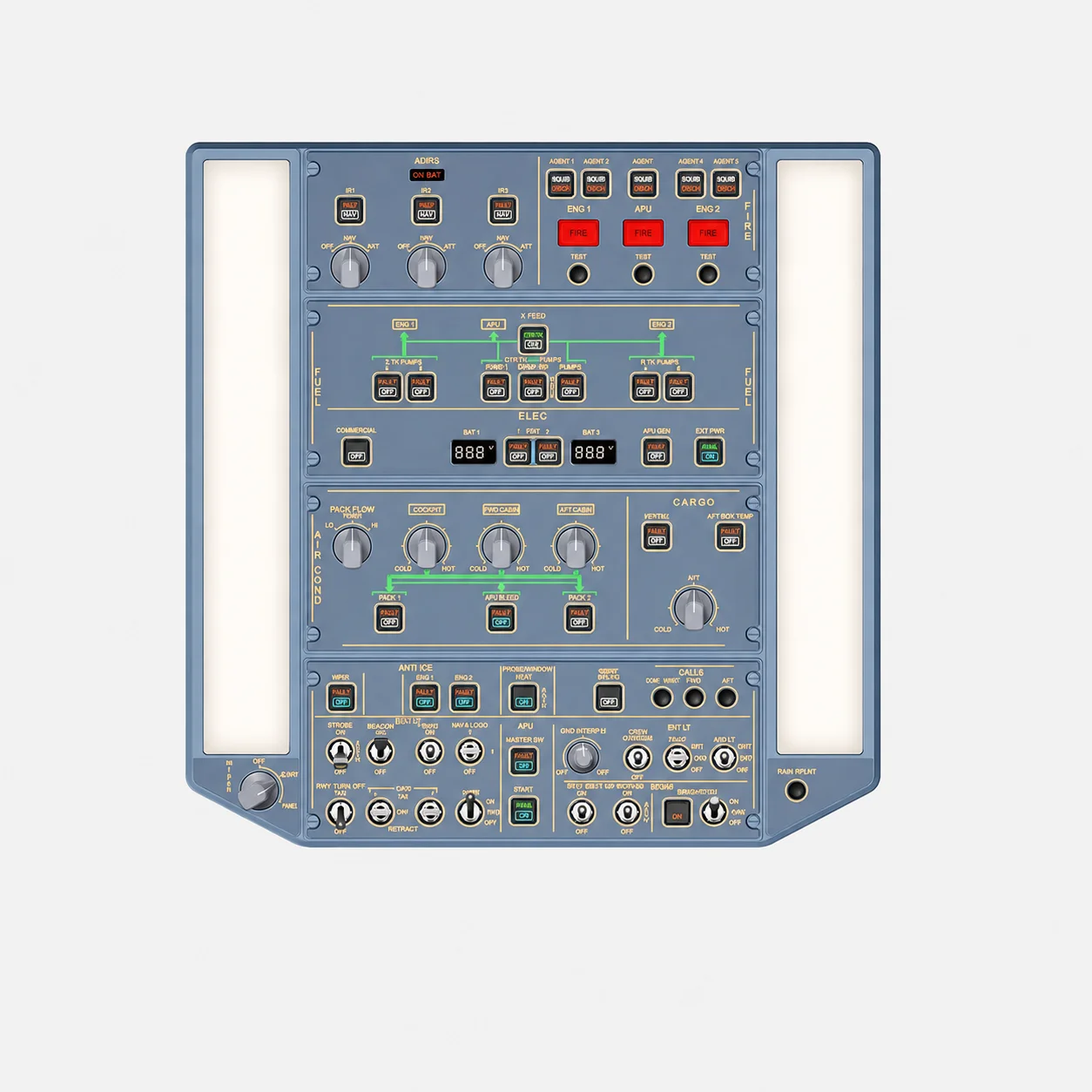 WINGFLEX A320 Flight Simulator Overhead Panel with IRS & Lighting Panels, PC Cockpit Simulation Training Controller