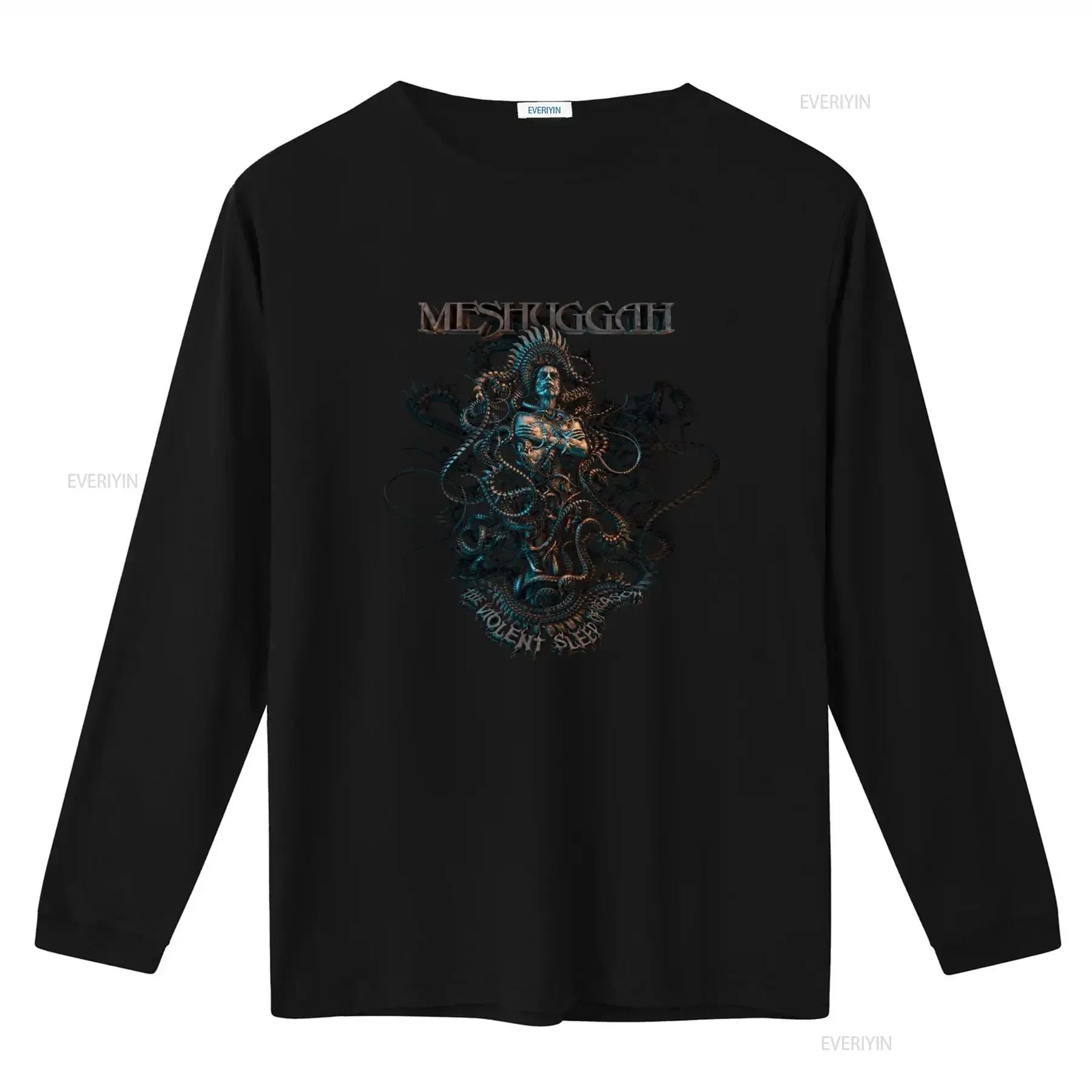 Meshuggah The Violent Sleep Of Reason Print Black Short Long Sleeve T Shirt vintage Washed designer clothes streetwear