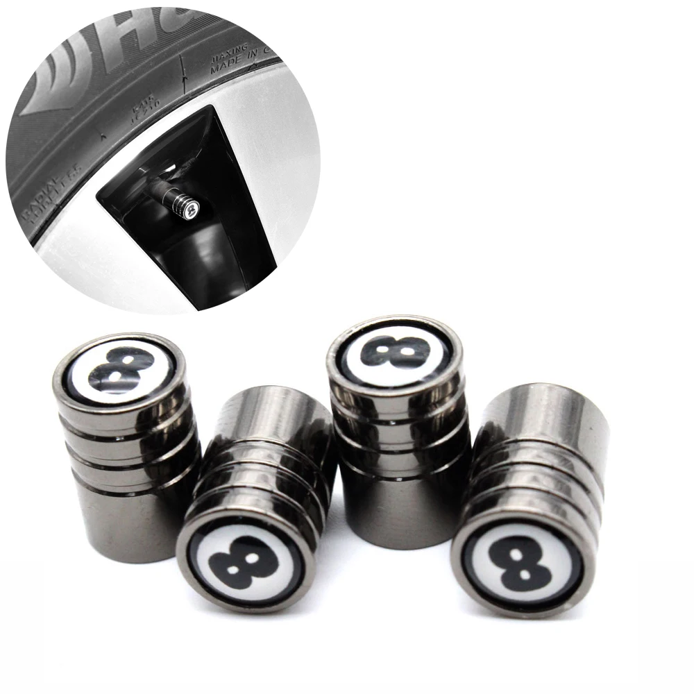 4Pcs Copper NO.8 Logo Tire Valve Stem Cap Tire Wheel Stem Air Valve Caps for Auto Cars Bikes Motorcycles SUV