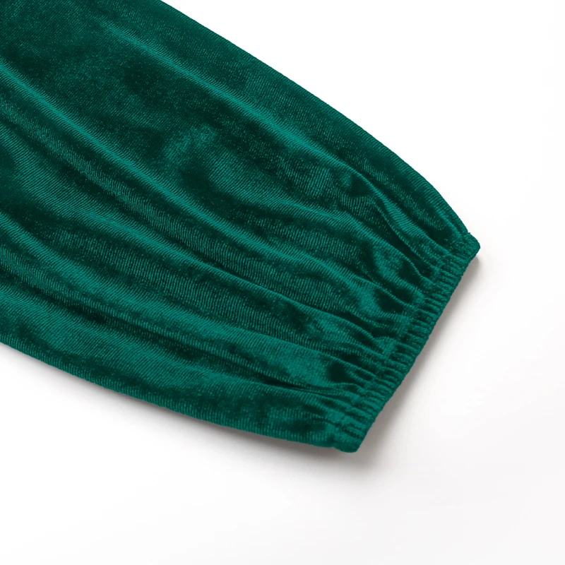 Abito da donna in velluto verde casual girocollo manica lunga mini abito con volant a strati festa quotidiana autunnale