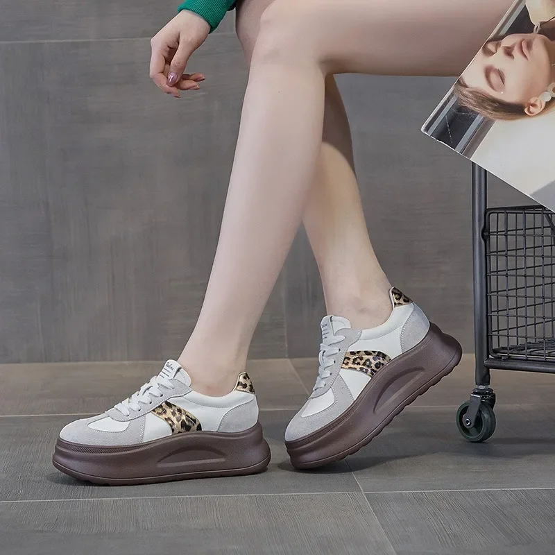 6cm Fashion Platform Wedge Flats Summer Mixed Color High Brand Chunky Sneaker Genuine Leather Women Sandals Shoes Pumps