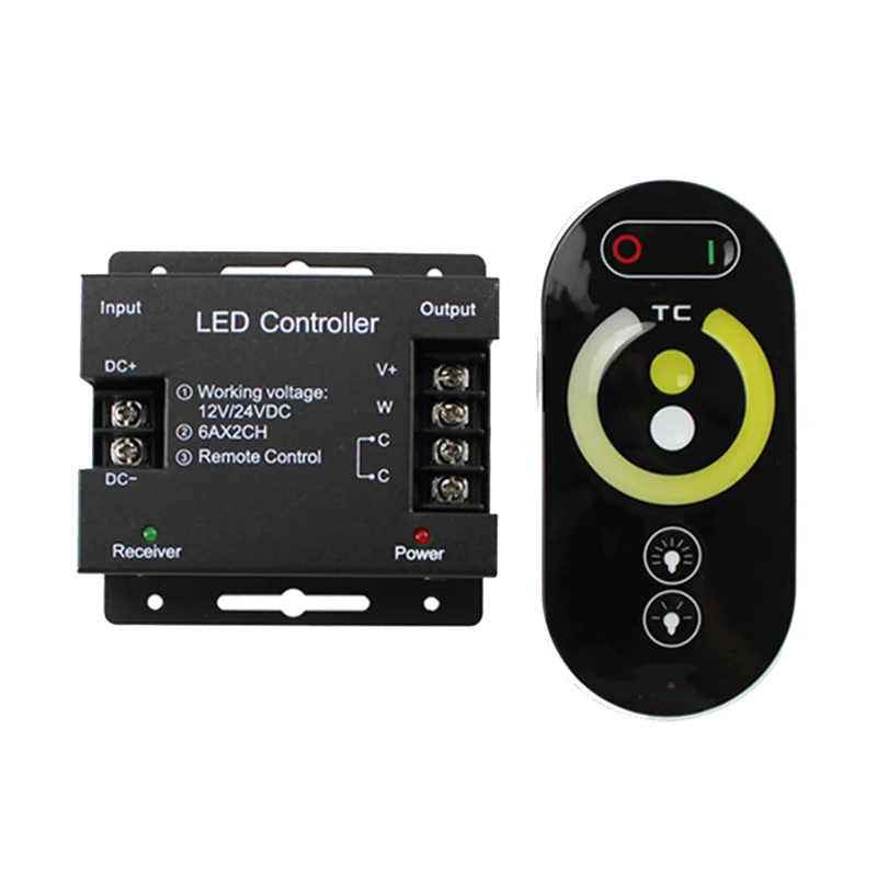 

DC12-24V LED Strip Light RF Touch Remote Controller Dimmer for 5050 Double Color Tape Lights Adjust Brightness