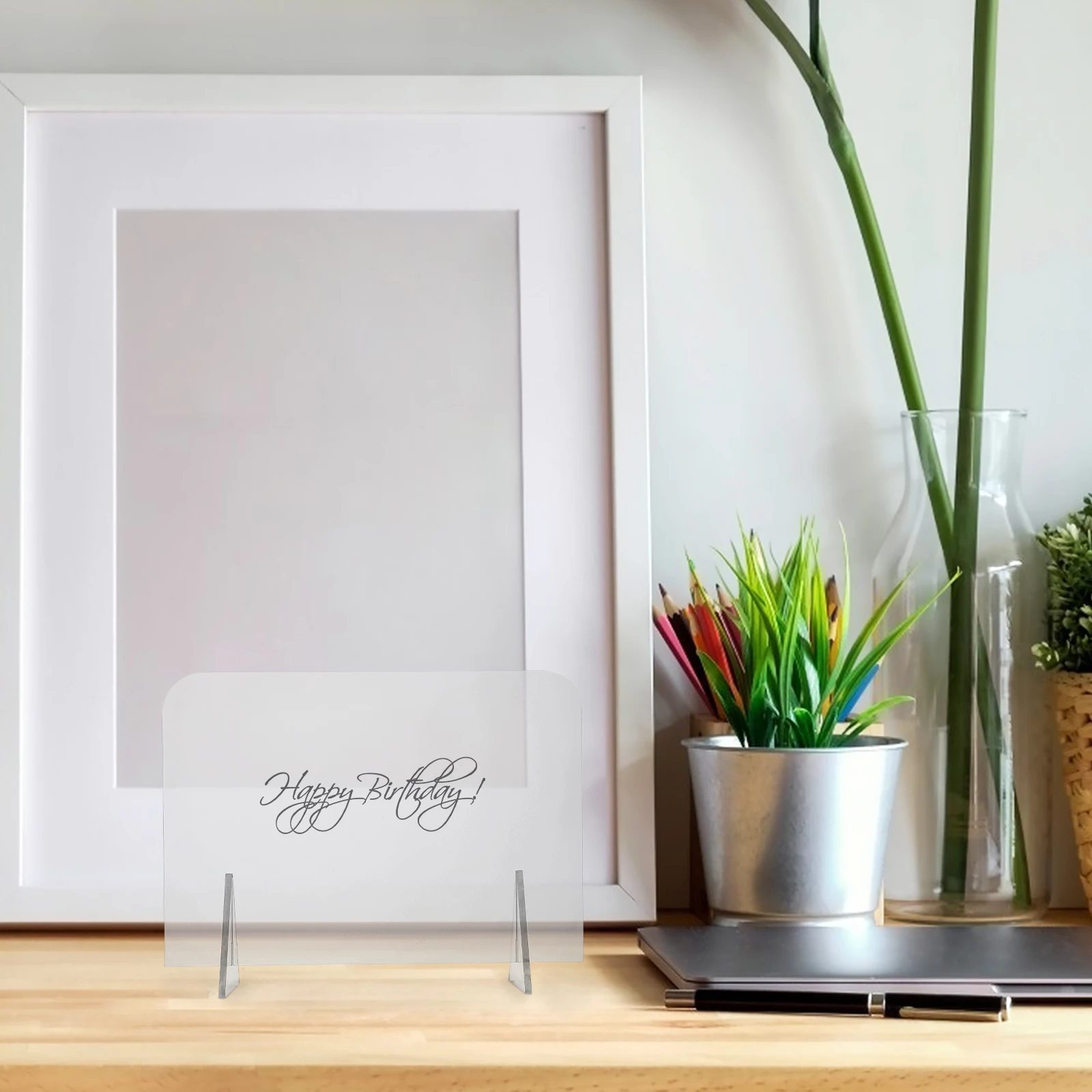 

2Pcs Clear Acrylic Note Boards Desktop Transparent Writing Boards for Home Office Memo Drawing Decor Desktop Decor