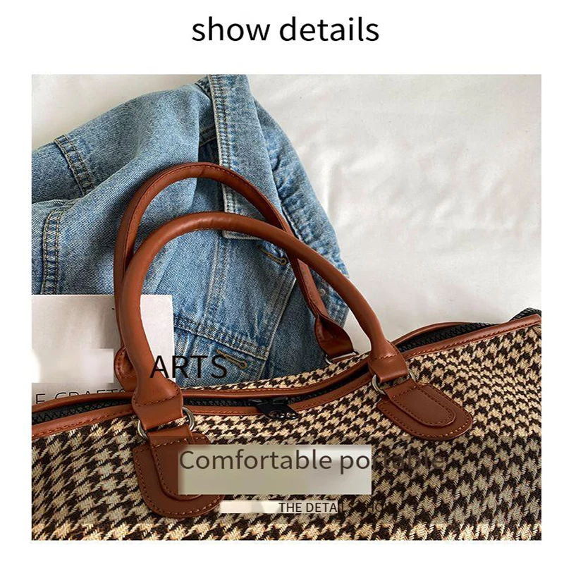 new-woolen-plaid-large-capacity-travel-bag-short-distance-luggage-bag-accommodation-bag-property-bag-ditness-bag