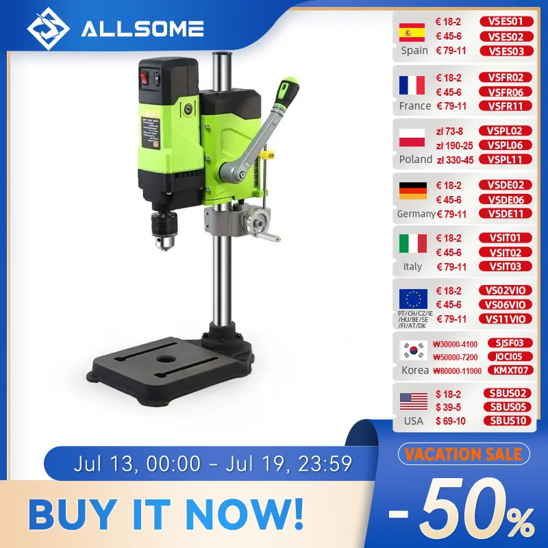 ALLSOME 6-Speed 800W Benchtop Drill Press Drilling Machine BG-5167