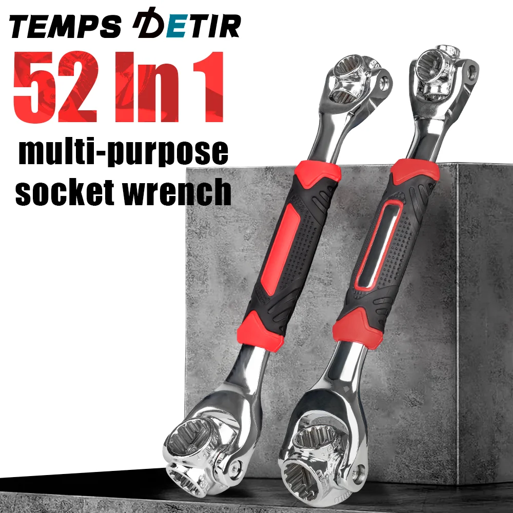 360° Rotation Double Head Wrench 52 In 1 Multi-tool Wrench 8-19mm Universal Socket Wrench Hand Tool For Furniture and Car Repair