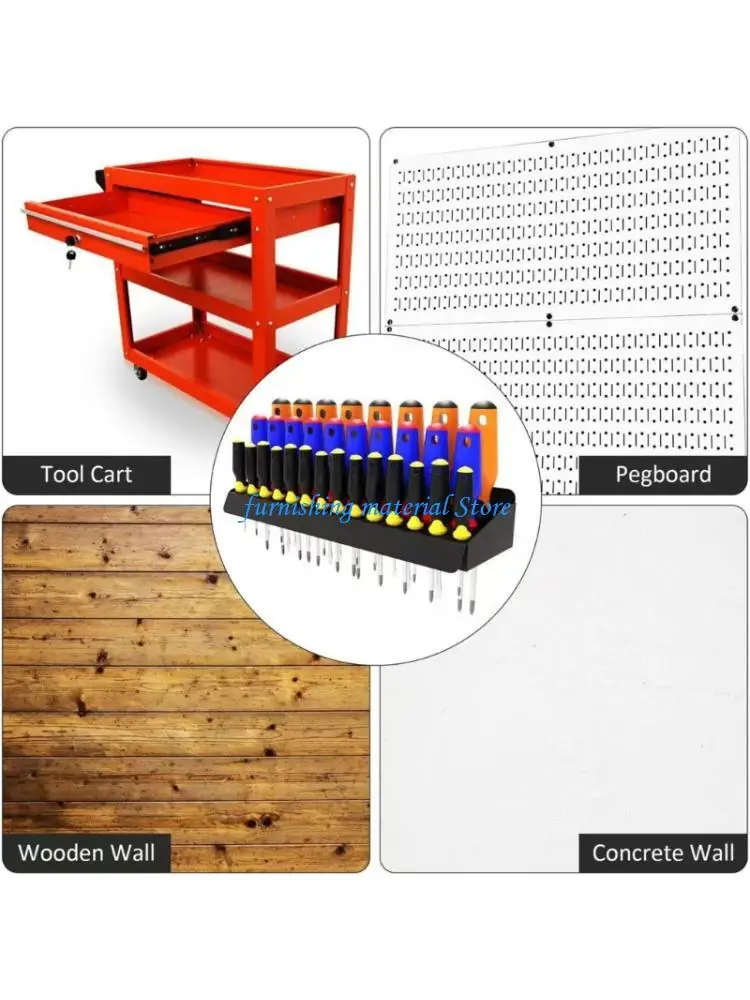 Y5GD Rust Resistant Dark Metal Screwdriver Stand With Floating Shelf Design For Efficient Tool Storage
