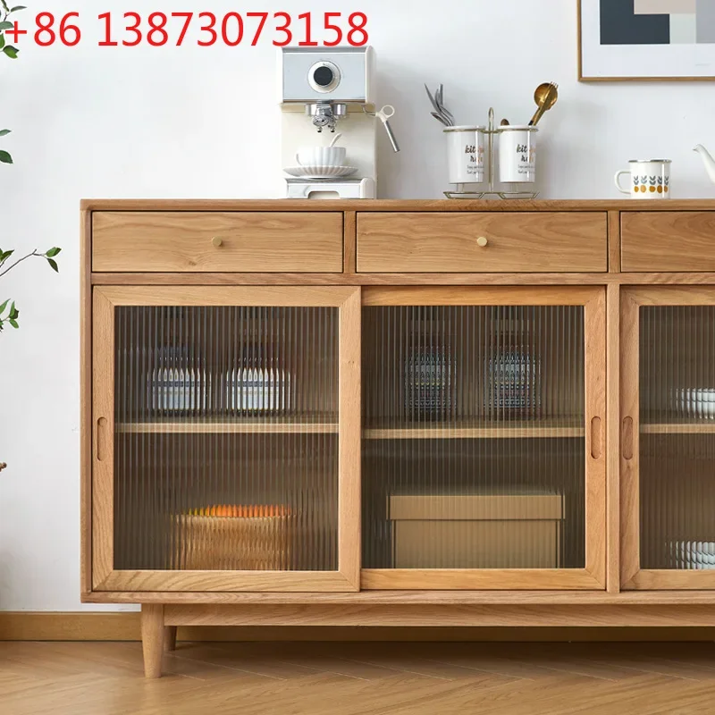 

All solid wood Japanese-style household dining side cabinet Nordic simple modern living room locker retro cabinet