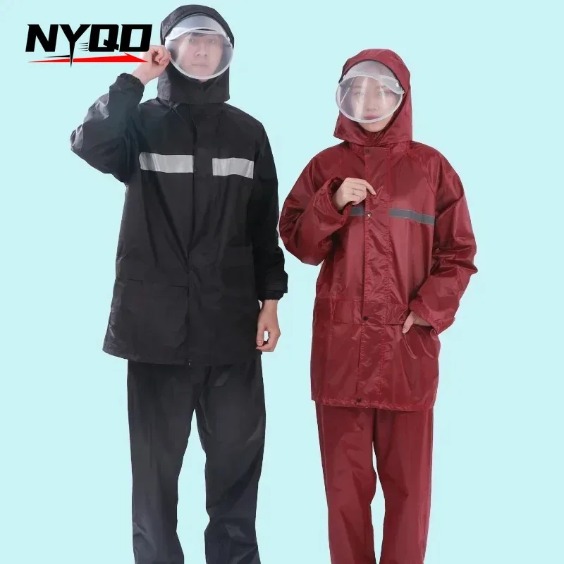 Raincoat and Rainpants Suit Full Body Rainstorm Prevention Electric Bicycle Motorcycle Takeaway Riding Reflective Split Raincoat