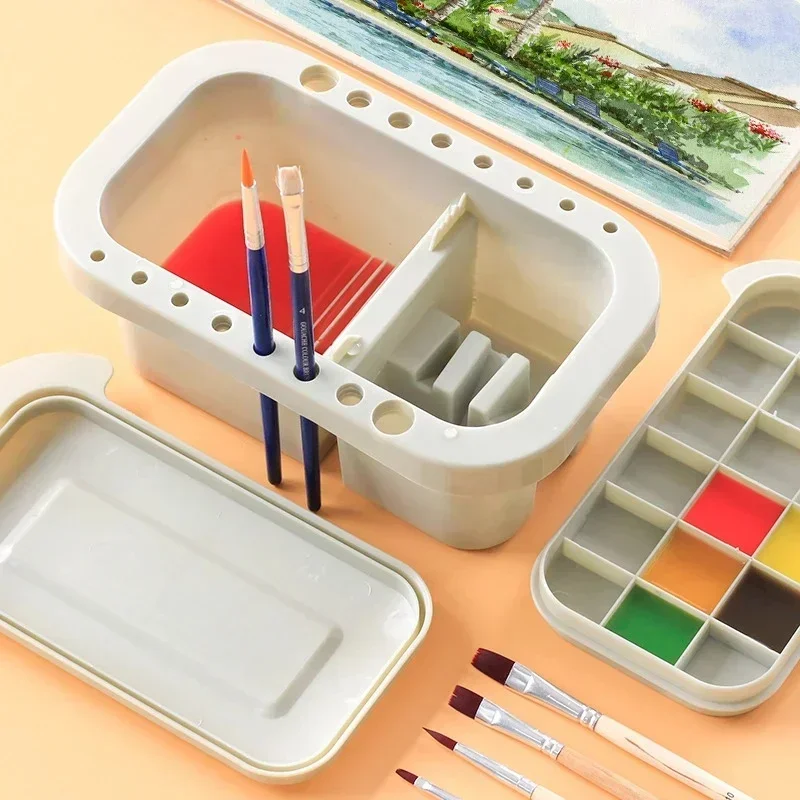 New Pen Washing Bucket Multifunctional Pen Washer with Art Palette Holder Art Supplies Brush Cleaning Tool