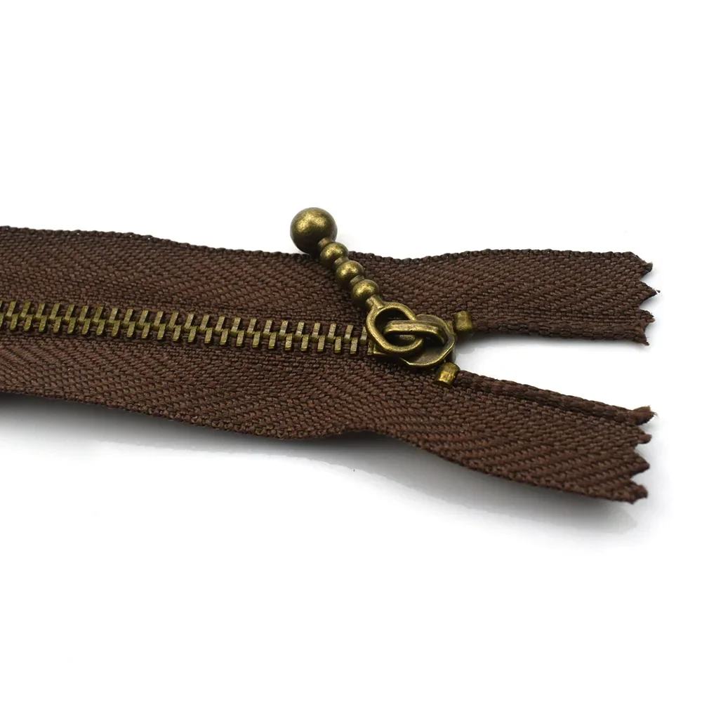 10PCS 20CM 15CM 3# Close-end Zip Bronze Metal Zippers for Bags DIY Sewing Bags Jeans Shoes Clothing Tailor Craft Acessories