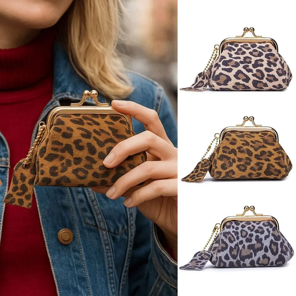 

New Leather Coin Purse Multifunctional Portable Headphones Organizer Mini Leopard Pattern Storage Bag