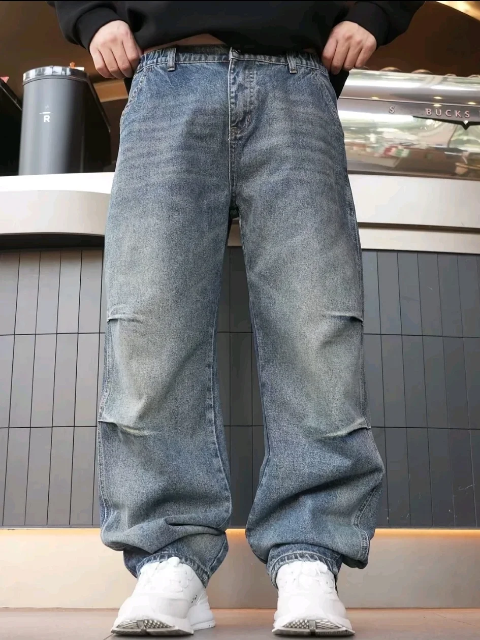 

Autumn Winter Thiened Waed Wide Leg Men's Jeans Casual Loose Straight Cut Retro Sle Versatile Comfortable Straight Casu...