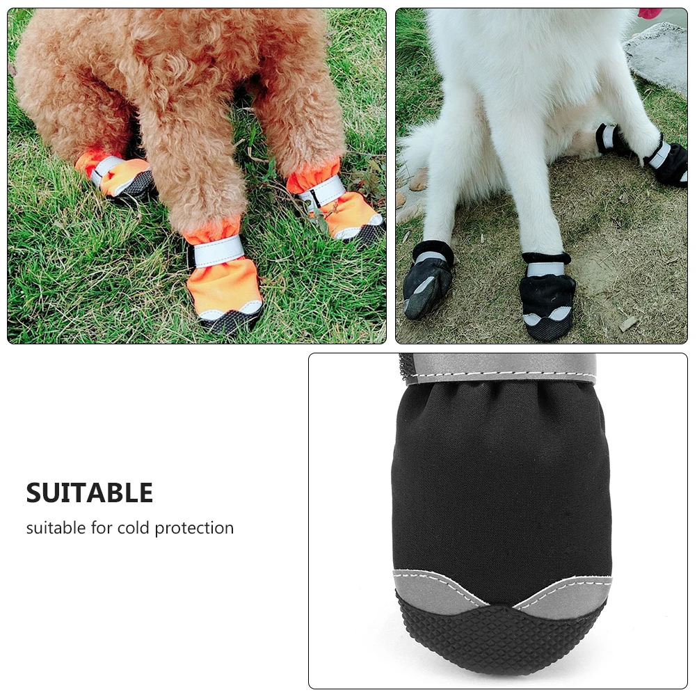 

Pet Waterproof Snow Boots for Dogs Paw Protectors Nonslip Impact Resistant Nylon Dog AntiSlip Sole Bright Reflective Outsole